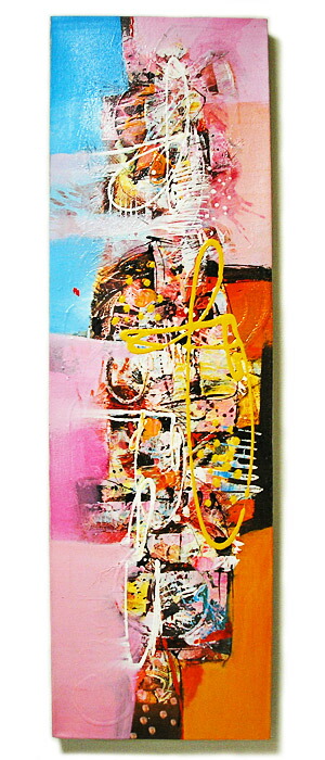 バリアート絵画 L 縦　抽象画 [100x30cm] アジアン 雑貨 バリ 雑貨 タイ 雑貨 アジアン インテリア 送料無料