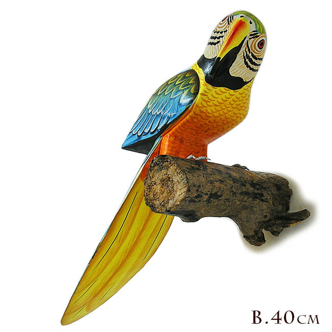 カラフルバード 壁掛け 天然木の止り木［鳥体長約40ｃｍ] チキチキハウス おしゃれな インテリア オブジェ アジアン 雑貨 バリ 雑貨 タイ 雑貨 アジアン インテリア 4,897円