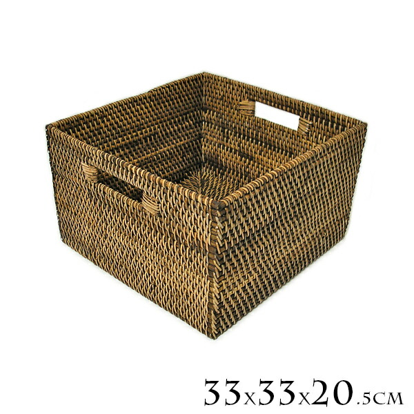 ラタンの納める提げ篭 四角四面 S大きさ [33ｘ33ｘ20.5珊]  赤ちょうちん容れもの ランドリーボックス席 【納める ボックス席】今めかしいな 室内装飾 納める 容れもの エスニック  アジアン 雑貨 バリ 雑貨 五分五分 雑貨