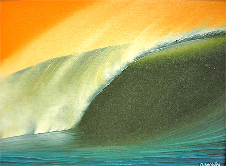 バリアート絵画M横Windy 『Big Wave in Sunset』 アジアン 雑貨 バリ 雑貨 タイ 雑貨 アジアン インテリア 送料無料