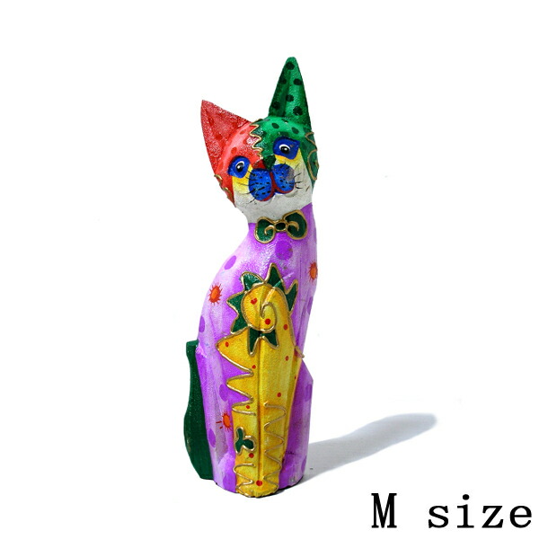 楽天市場】ちょこんとお座りするバリネコの木彫りオブジェ ハート柄