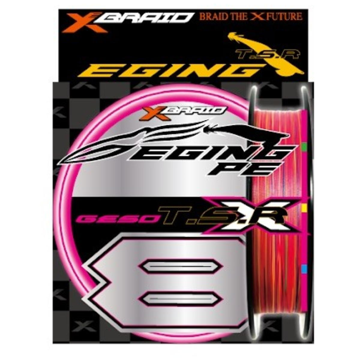YGK Xブレイド エギング用PEライン GESO(ゲソ) T.S.R X8 210m 1号 新蛍光ピンク [メール便]