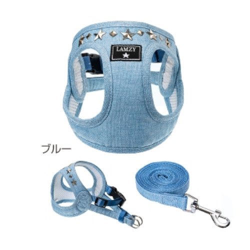 LAMZY ソフトフェザーハーネス・スタッズ Sサイズ ブルー {956918}