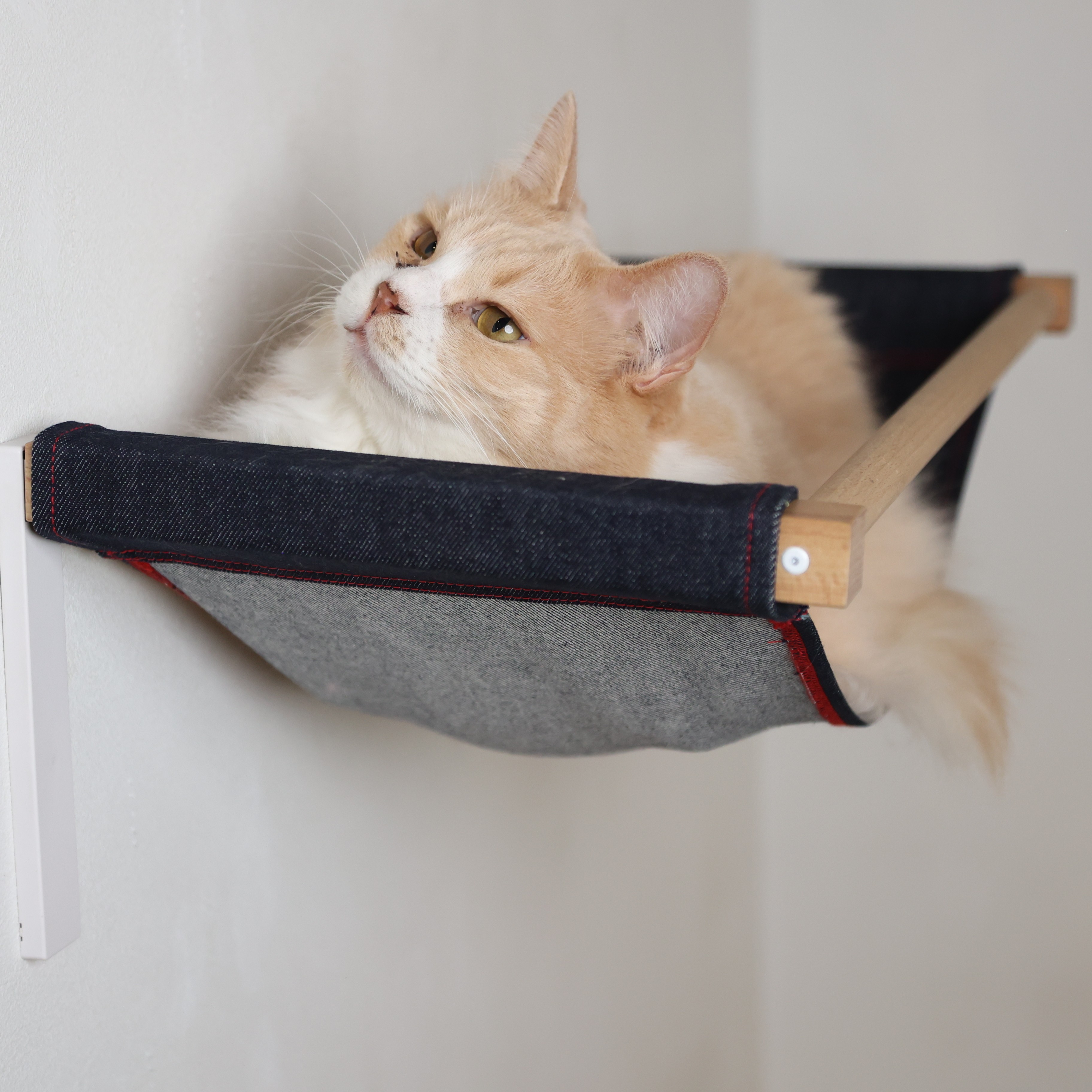 美品★キャットハンモック★animacolle キャットステップ キャットステップanimacolle(キャットハンモック支柱＋布アイボリー