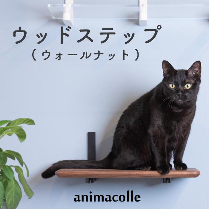 【animacolle ウッドステップ（ウォールナット) 】公式 送料無料 キャットステップ 高級 木製 日本製 キャットウォーク  キャットタワー 猫 ねこ 運動 遊び 多頭飼い 石膏ボード