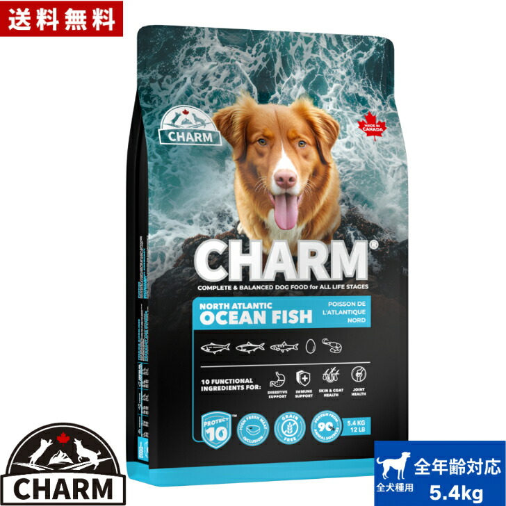 CHARM 惹きつける ノースアトランティックオーシャンフィッシュ ドッグフード 5.4kg 置き目品 愛玩動物ボンネット 犬のごはん 犬の上げ米 禾穀類不当て嵌める 無足し加える 愛玩動物備品 愛玩動物 犬 秘密捜査員 飼い犬 超小型犬 小型犬 中型犬 大型犬 おテスト作業 貨物輸送無料