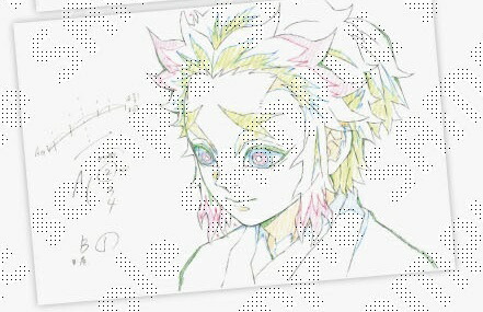 鬼滅の刃　原画ポストカードセット(猗窩座) 絵巻カフェ　第ニ期 楽天市場】テレビアニメ 鬼滅の刃 無限列車編・遊郭編 絵巻カフェ 第二