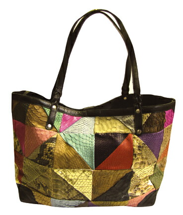PYTHON Pachwork Tote Bag パイソン パッチワーク トートバッグ (ピンク系）｜ANiSIE