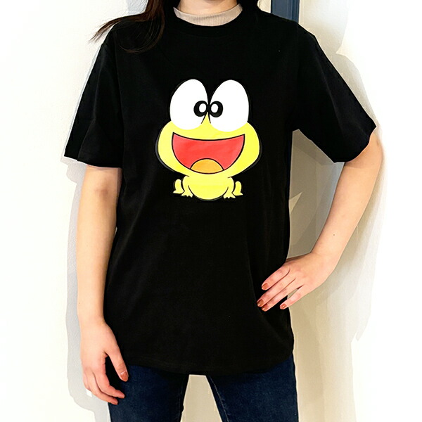 ど根性ガエル ピョン吉ごきげん Tシャツ(ブラック) LLサイズ アパレル画像