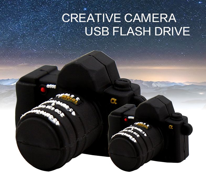 USBメモリー フラッシュメモリー 8GB 2.0 一眼レフカメラ型 おもしろUSB デジカメ インテリア 雑貨 バッグ 三脚 ストラップ
