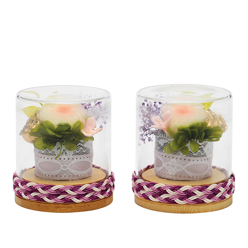 仏花 プリザーブドフラワー ボトルフラワー グラスフラワー 仏壇用 一対 【 蒼天 そうてん 小菊 ホワイト/ピンク 】【イベント期間中 P5倍】