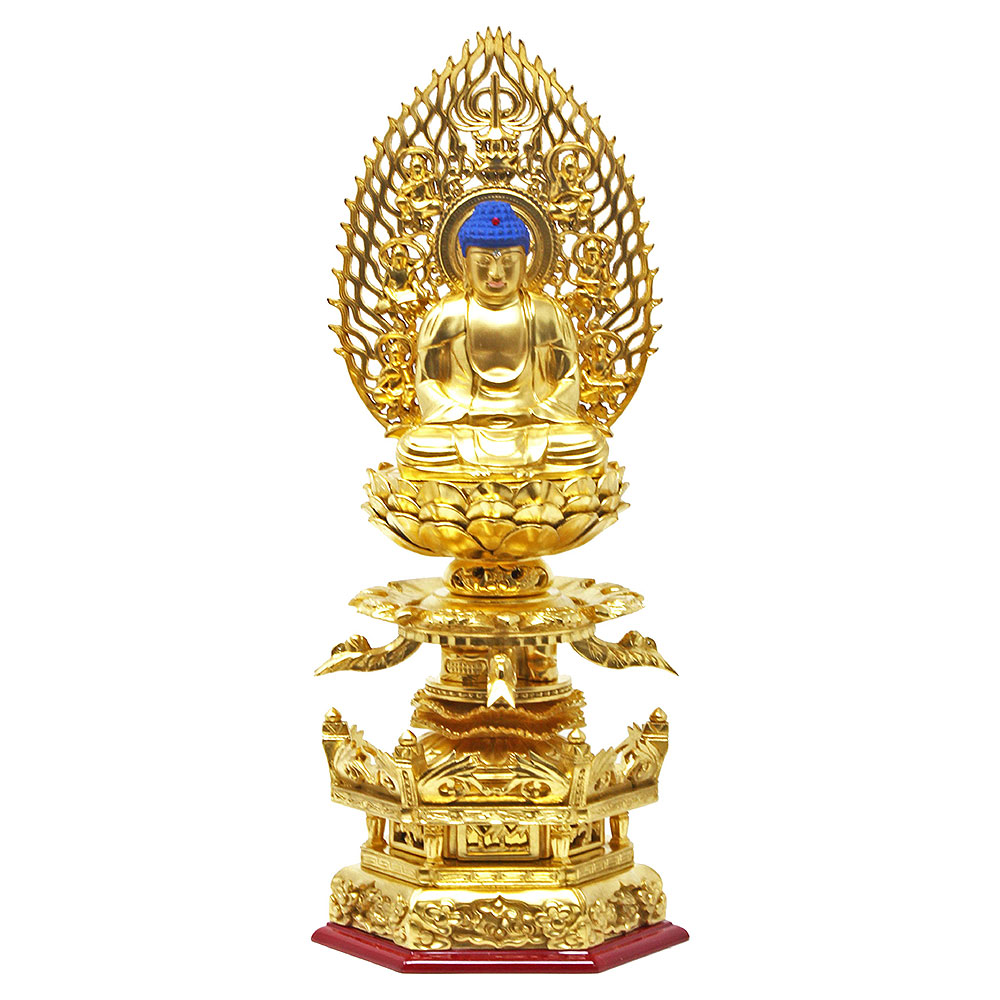 決算大特価中　仏像★白檀 座弥陀2.5寸 八角台座 飛天光背★阿弥陀如来 決算大特価中 仏像☆白檀 座弥陀2.5寸 八角台座 飛天光背☆阿弥陀如来