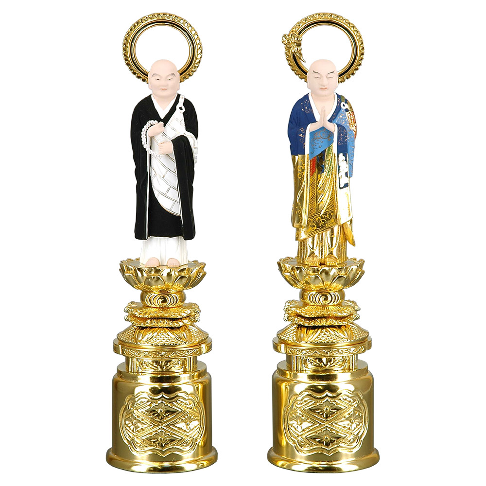 仏像 京型両聖人君子 法然聖人君子 善導聖人君子 木製 ペンキ塗り 3.5寸 ４寸 4.5寸 【其れ相応末派：浄土宗】【百貨店SALE継続期間中 P5倍】