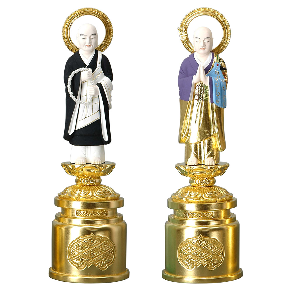 仏像 両聖人君子 法然聖人君子 善導聖人君子 木製 ペンキ塗り ３寸 3.5寸 ４寸 4.5寸 【其れ相応末派：浄土宗】【百貨店SALE継続期間中 P5倍】
