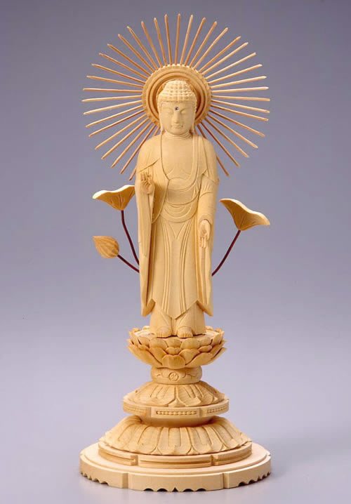 Ankado Buddha Statue East Of Amida Shiraki Round Pedestal 3 5 Buddha Statue East Of Amida Shiraki Round Pedestal 3 5 Inch Is Made Plain Wood Statues For Bargain Prices Options With Gold Paint Also