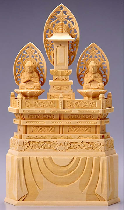 仏像 白木 三宝尊 7号 桧製 【適合宗派