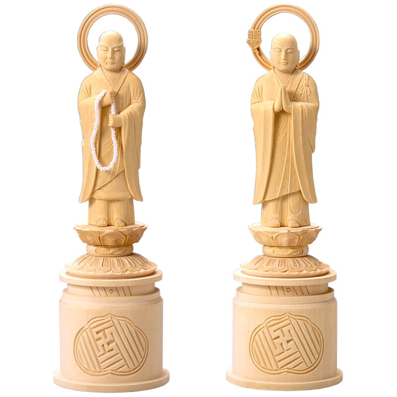 仏像 両大師（法然上人/善導大師） 5.0寸 桧製 【適合宗派：浄土宗】