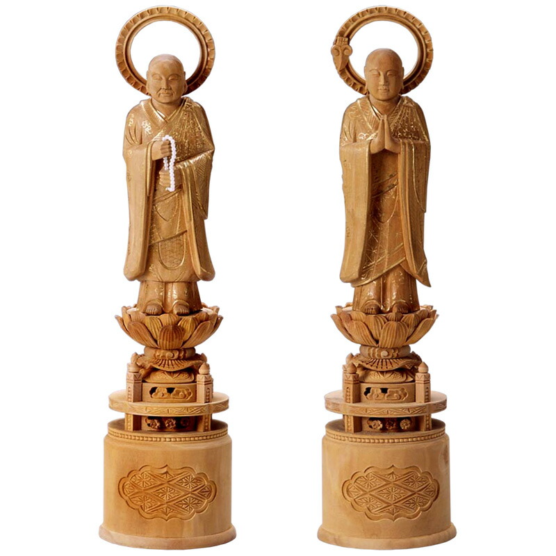 仏像 両聖人君子（法然聖人君子/善導聖人君子） 5.0寸 白檀製 【其れ相応支派：浄土宗】【百貨店SALE継続期間中 P5倍】