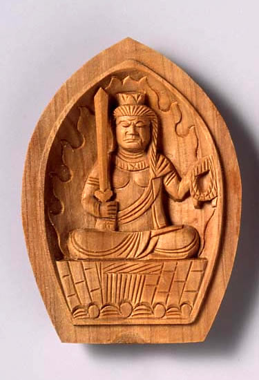 厄除け 香合仏 不動明王 白檀 筋彫り 金襴 袋付き【ポイント3倍】