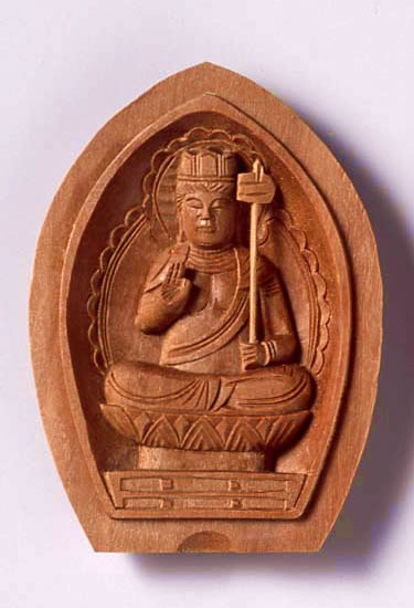 厄除け 香合仏 虚空蔵菩薩 白檀 筋彫り 金襴 袋付き【ポイント3倍】