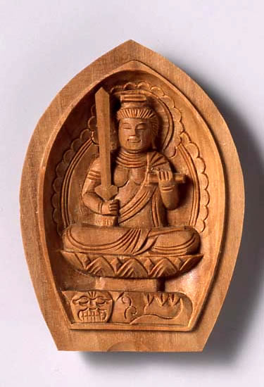 厄除け 香合仏 文殊菩薩 白檀 筋彫り 金襴 袋付き【ポイント3倍】
