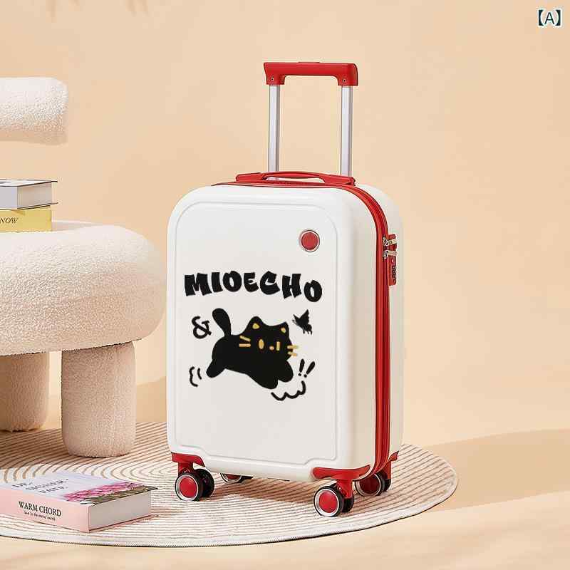 持ちはこびブート ユニ一発やる 可愛らしい猫柄 旅する用旅行バッグ 教え子向け 静音万向輪 吊りひも鍵を掛ける ABS マイコン原料品 押しひろげる能力のある 18in 20in 黒いこと 赤いこと さくら色 黄色 緑であること パープル 夏用 軽さ 耐久性