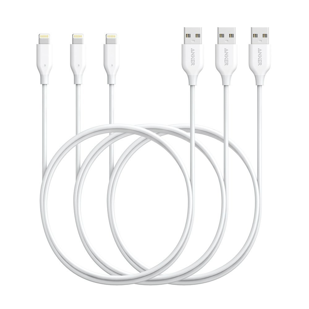 Anker PowerLine 【Apple MFi認証取得】ライトニングUSBケーブルiPhone、iPad、iPod各種対応 急速充電ケーブル (0.9m ホワイトx 3)