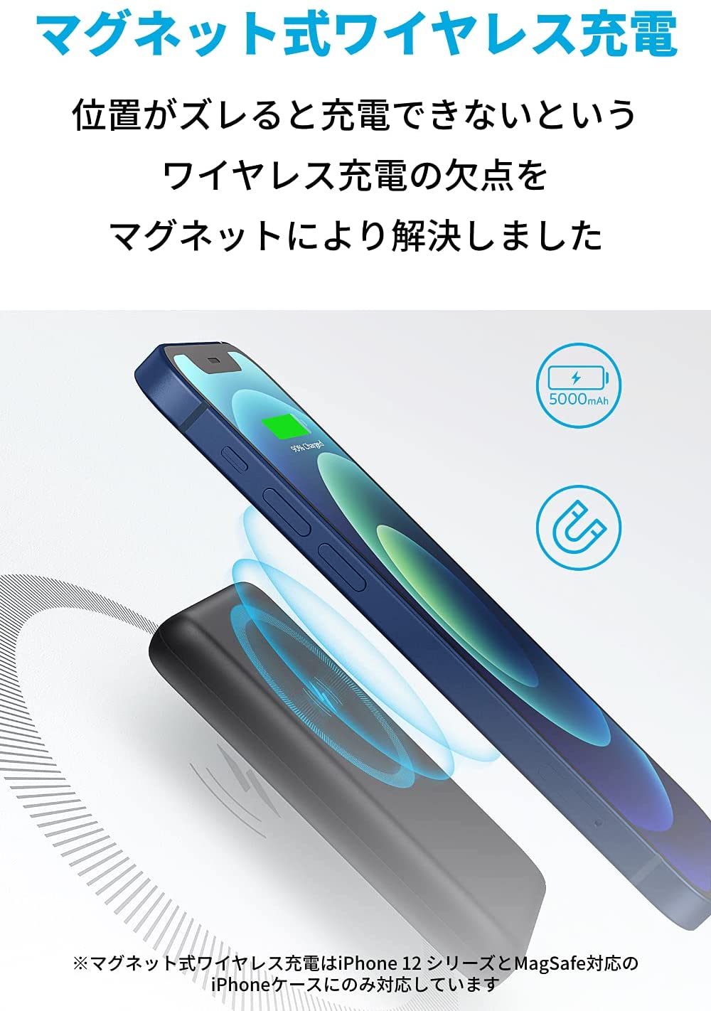 楽天市場 Anker Powercore Magnetic 5000 マグネット式ワイヤレス充電機能搭載 5000mah コンパクト モバイルバッテリー マグネット式 ワイヤレス出力 5w Usb Cポート出力 10w Pse技術基準適合 Iphone 12 12 Mini 12 Pro 12 Pro Max アンカー