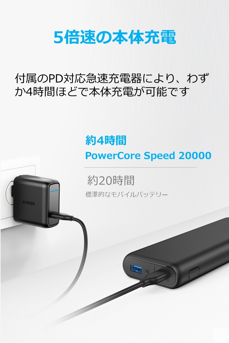 モバイルバッテリー Anker PowerCore Speed 20000 PD 最軽量( Power 