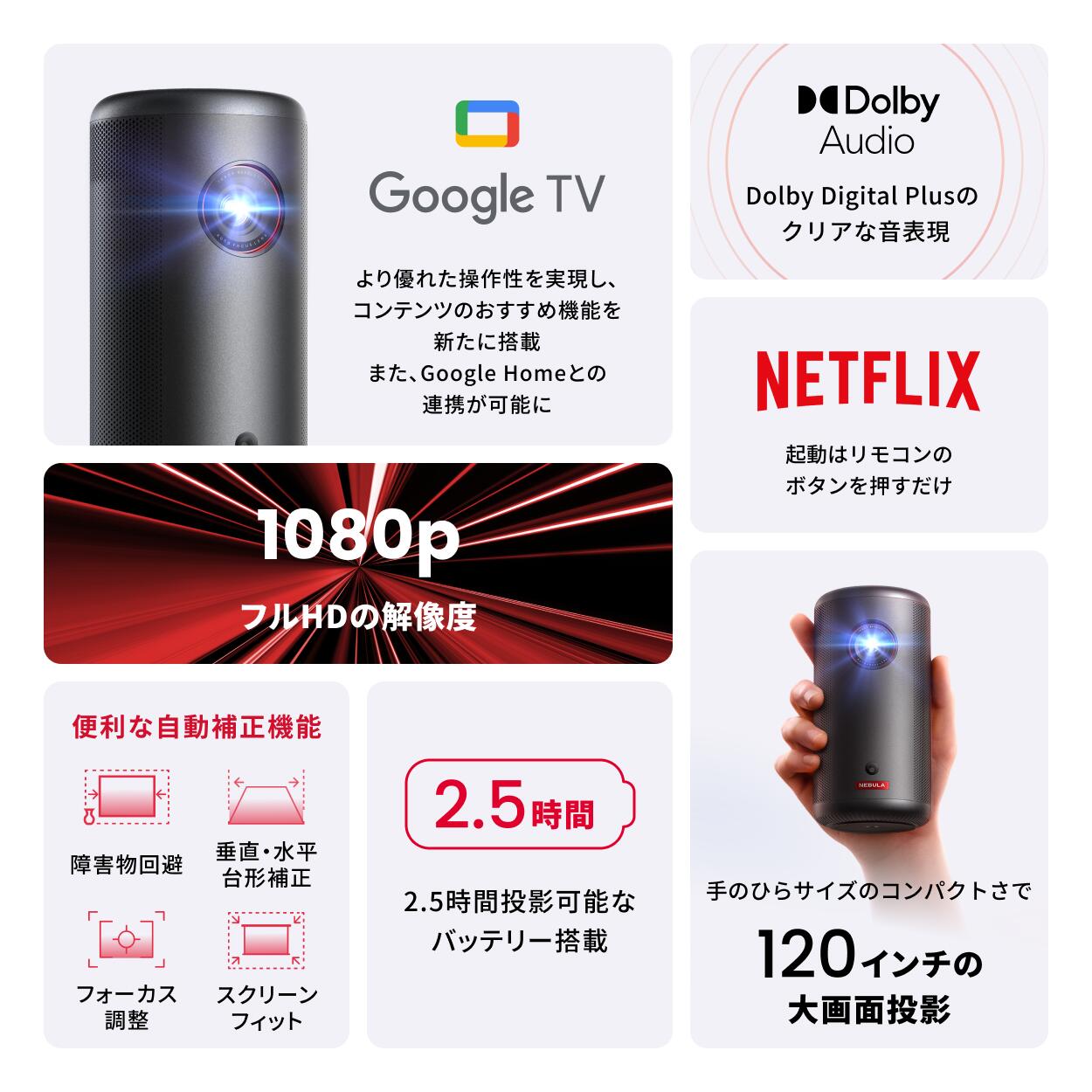 Anker Nebula Capsule 3 (Google TV搭載モバイルプロジェクター)【フル