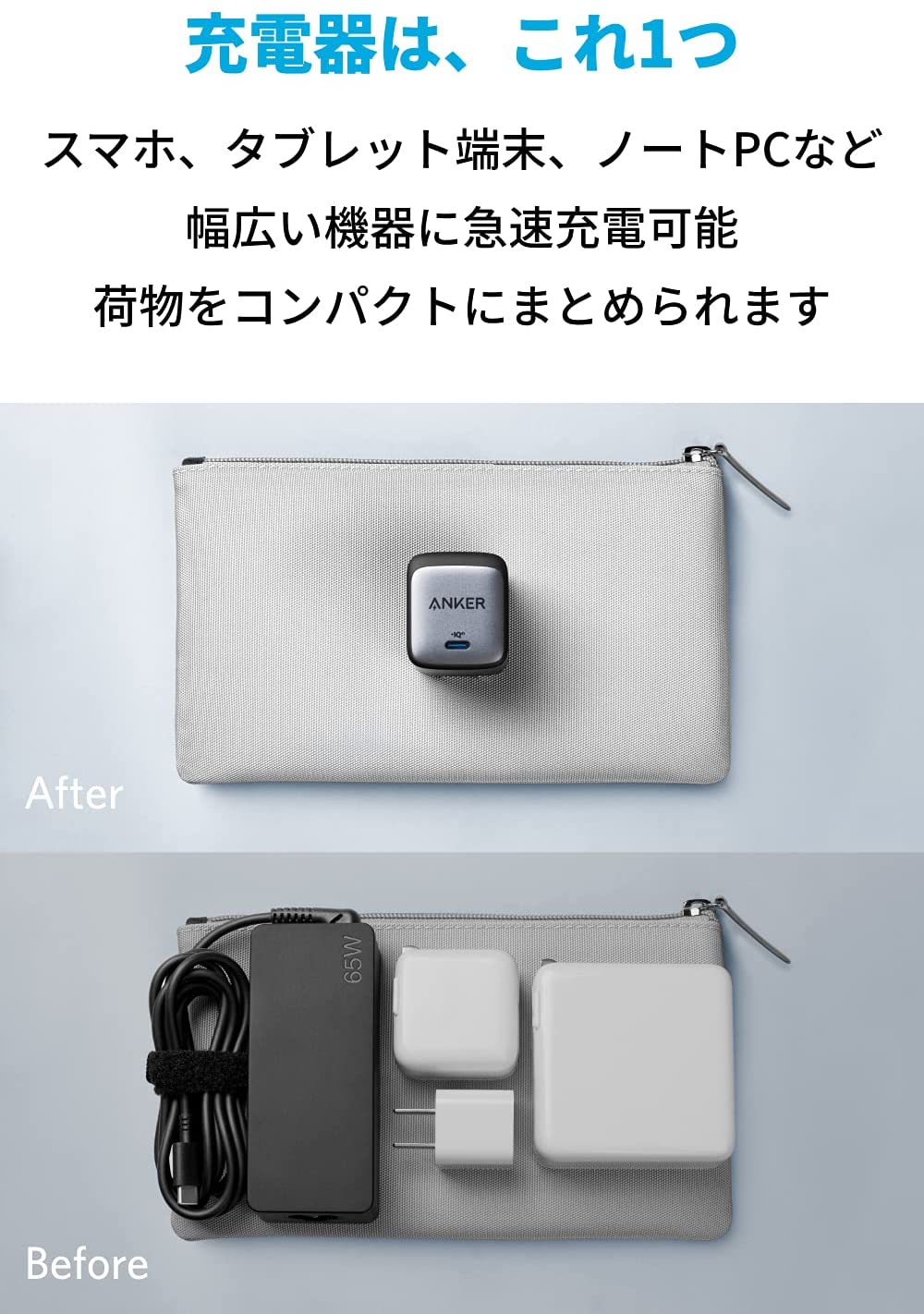 スマホアクセサリー Anker Nano II Anker Nano II 65W (PD 充電器 USB-C) 【独自技術Anker GaN II採用/PD