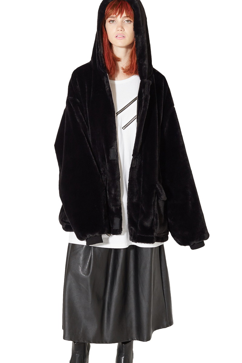 人気トレンド Ankorock アンコロック フーディジャケット メンズ ジャケット レディース ワンピース ユニセックス 服 ブランド 長袖 大きいサイズ ビッグシルエット オーバーサイズ パーカー 無地 ショートファー 黒 ブラック チャンピオン