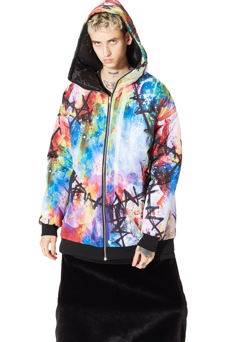 お歳暮 Ankorock アンコロック 中綿 ジャケット ダウン メンズ レディース ユニセックス 服 ブランド 長袖 ロング丈 大きいサイズ ビッグシルエット オーバーサイズ カラフル ゾンビ Ankorock 交換無料 Gmsaz Com