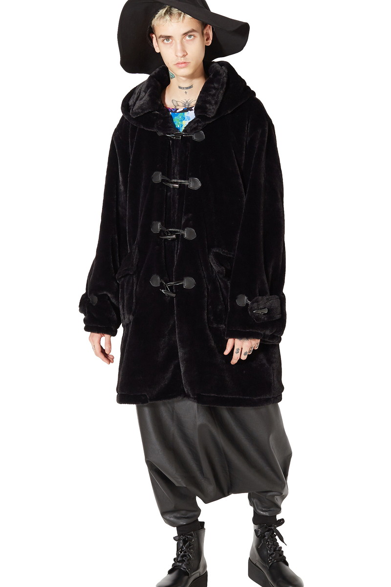 楽天市場 Ankorock アンコロック ダッフルコート メンズ ロングコート レディース ユニセックス 服 ブランド 長袖 ロング丈 大きいサイズ ビッグシルエット オーバーサイズ 無地 ショートファー 黒 ブラック Ankorock