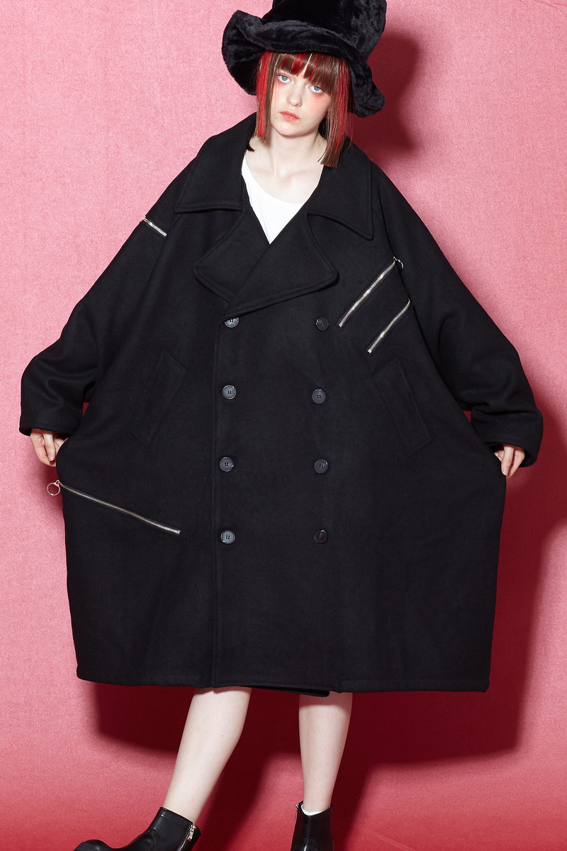 オーバーサイズ 長袖 Ankorock ジップ ジップ メンズ レディース 大きいサイズ Ankorock トレンチ 衣装 ユニセックス 服 ロング丈 ビッグシルエット コート アンコロック 黒 フード ブラック Ankorock原宿系 派手 アシンメトリー 大きいサイズ ブランド ロングコート