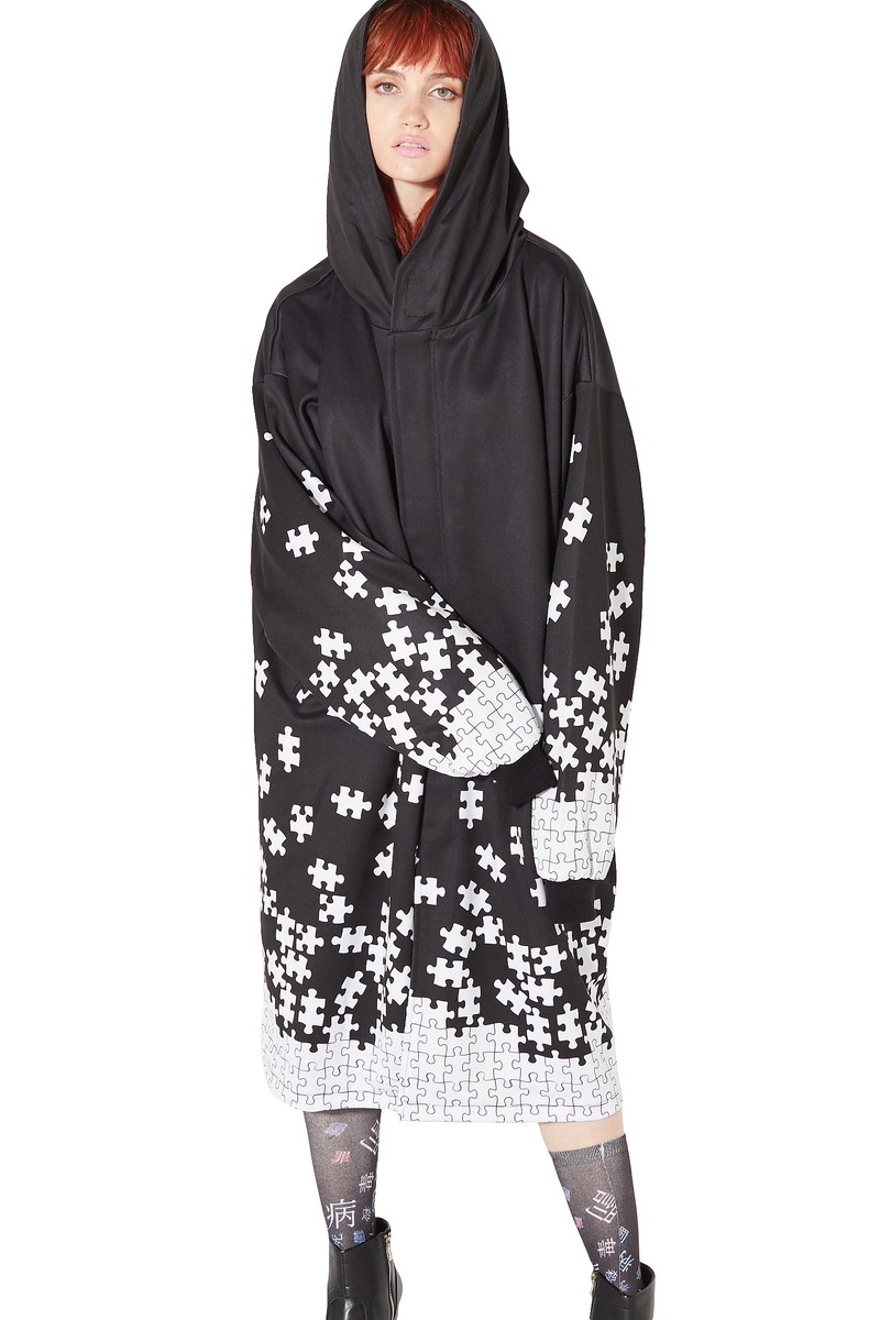 楽天市場 Ankorock アンコロック モッズコート メンズ ロングコート レディース ワンピース ユニセックス 服 ブランド 長袖 ロング丈 大きいサイズ ビッグシルエット オーバーサイズ 黒 ブラック プリント バラバラ パズル Ankorock