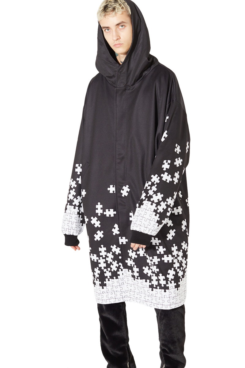 楽天市場 Ankorock アンコロック モッズコート メンズ ロングコート レディース ワンピース ユニセックス 服 ブランド 長袖 ロング丈 大きいサイズ ビッグシルエット オーバーサイズ 黒 ブラック プリント バラバラ パズル Ankorock