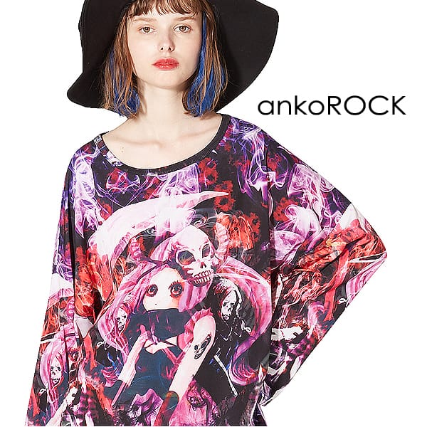 最安値に挑戦 Tシャツ カットソー Ankorock ハデス 神話 オーバーサイズ ビッグシルエット 大きいサイズ 総柄 プリントtシャツ ロング丈 クルーネック ロンt 長袖 ブランド 服 ユニセックス レディース ビッグtシャツ ワンピース カットソー メンズ Tシャツ アンコ