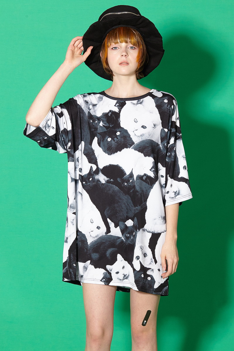 初回限定 楽天市場 Ankorock アンコロック ビッグ Tシャツ メンズ カットソー レディース ワンピース ユニセックス 服 ブランド 半袖 大きいサイズ ビッグシルエット 黒 ブラック プリント 猫 柄 Ankorock 本店は Inquiport Net