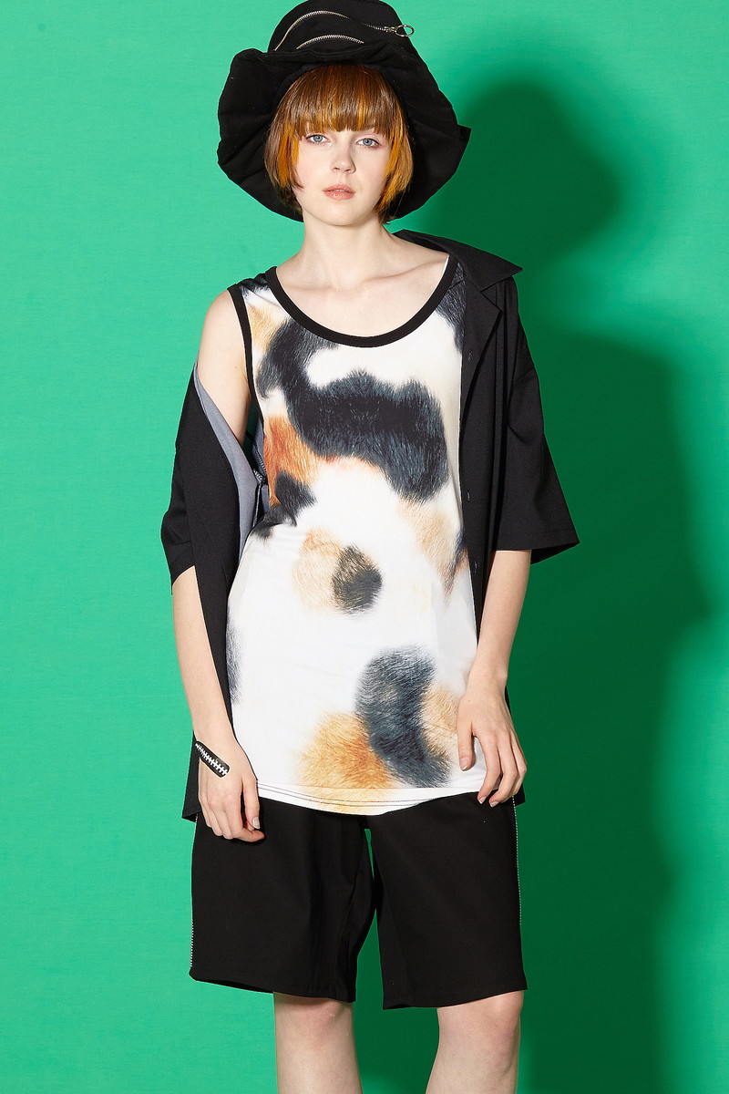 Ankorock アンコロック ロング タンクトップ メンズ カットソー レディース ワンピース ユニセックス 服 ブランド ノースリーブ ロング丈 大きいサイズ ビッグシルエット プリント 猫 総柄 Devils Bsp Fr