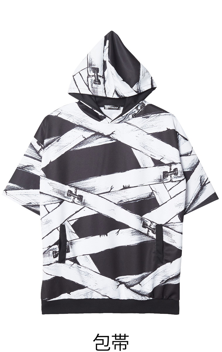 ビッグ カットソー Tシャツ アンコロック 宇宙柄ブランド メンズ ビッグ レディース 服 ワンピース Tシャツ ブランド ユニセックス 半袖 Ankorock 大きいサイズ ビッグシルエット 黒 ブラック プリント 包帯 Ankorock原宿系 ファッション 派手 個性的 衣装