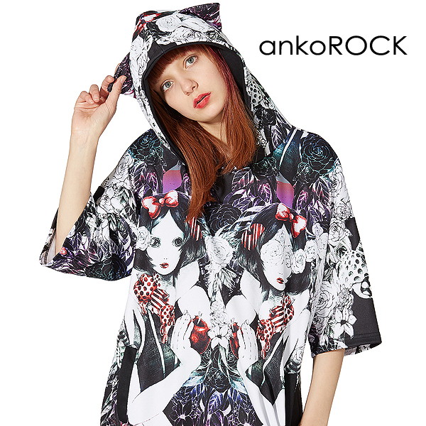 即納 最大半額 パーカー Ankorock アンコロック メンズ 猫耳 パーカー レディース カットソー ユニセックス 服 ブランド 半袖 大きいサイズ ビッグシルエット 黒 ブラック プリント 白雪姫 Pascasarjana Unsrat Ac Id