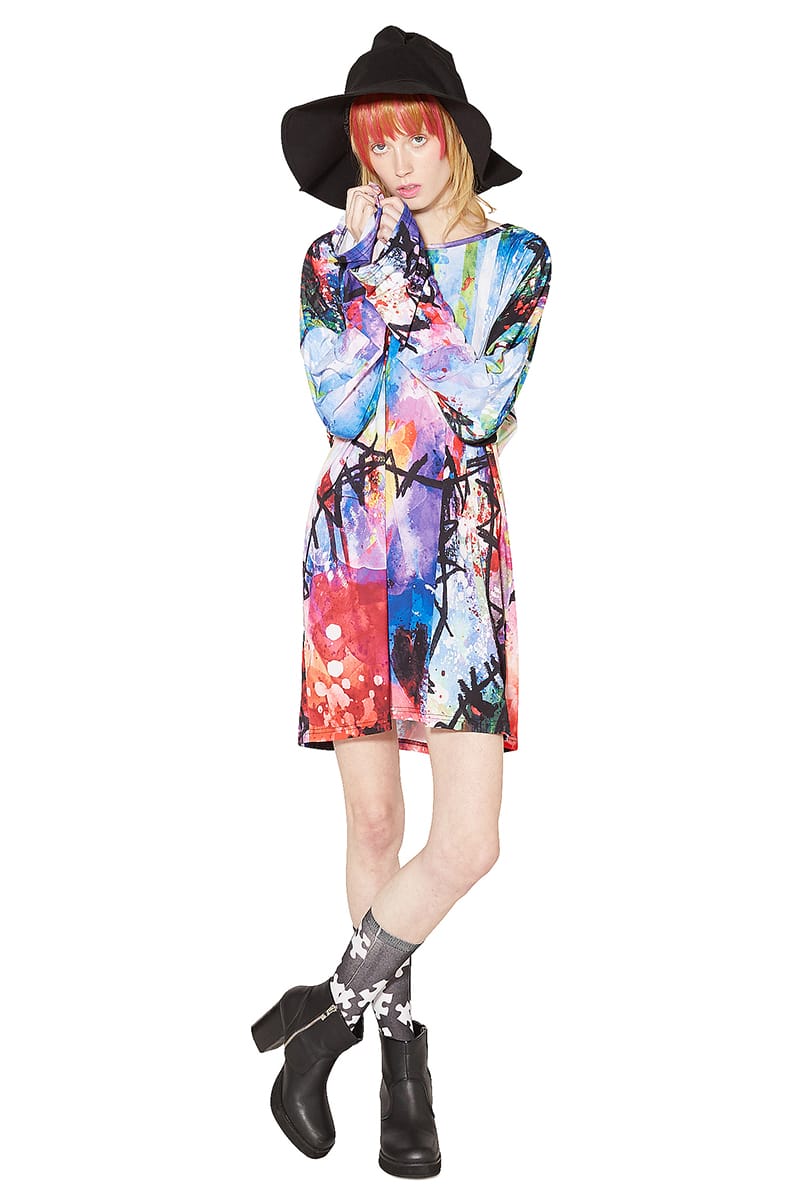 Ankorock アンコロック Tシャツ メンズ カットソー ワンピース ビッグtシャツ レディース ユニセックス 服 ブランド 長袖 ロンt クルーネック ロング丈 プリントtシャツ 総柄 大きいサイズ ビッグシルエット オーバーサイズ カラフル Tubosa Com