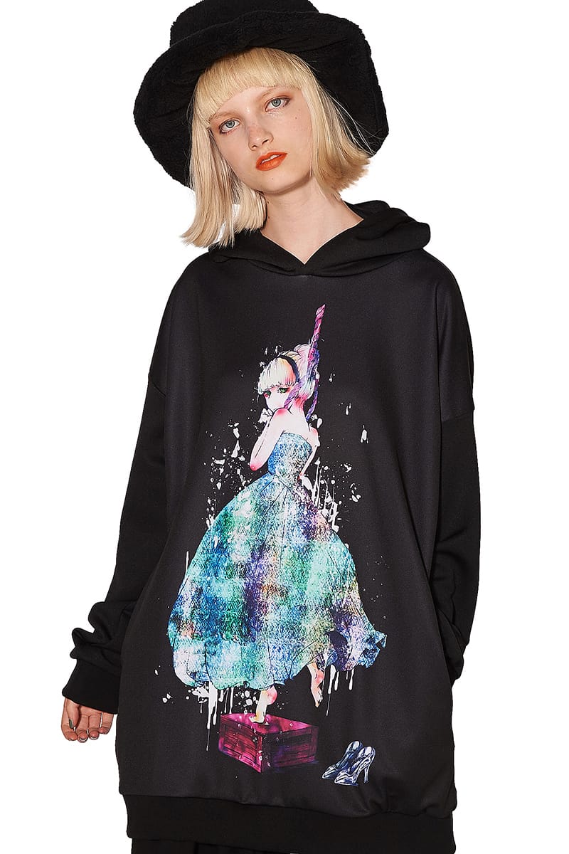 ファッション 原宿系 Ankorock パーカー プルオーバー 派手 パーカー アンコロック シンデレラレディースファッション 衣装 トップス 服 ブランド レディース ユニセックス プルパーカー 個性的 メンズ 長袖 ロング丈 プリント 大きいサイズ ビッグシルエット オーバー