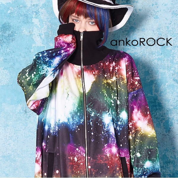 楽天カード分割 Ankorock アンコロック ジャージ メンズ ボリュームネック レディース ワンピース ユニセックス 服 ブランド 長袖 ロング丈 大きいサイズ ビッグシルエット オーバーサイズ 黒 ブラック 宇宙 ギャラクシー プリント Www Etechnologycr Com