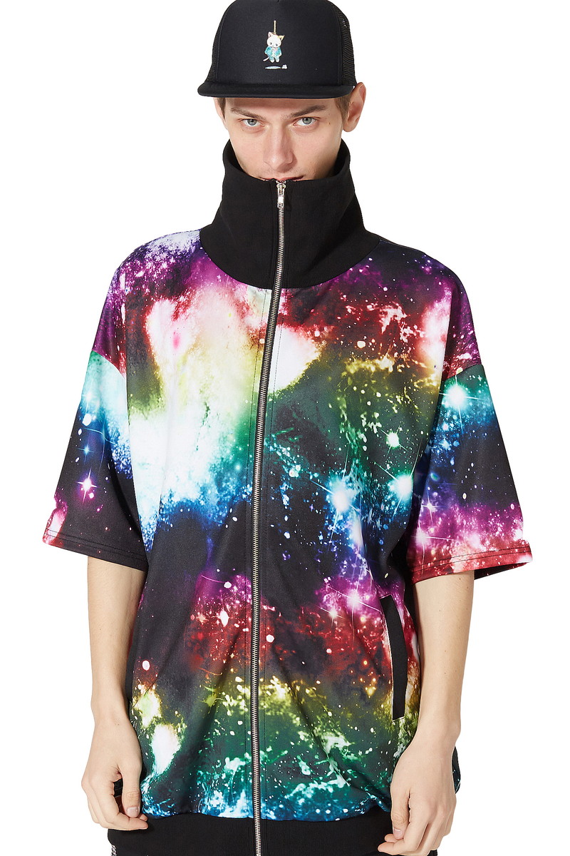 珍しい Ankorock アンコロック ジャージ メンズ ボリュームネック レディース ユニセックス 服 ブランド 半袖 大きいサイズ ビッグシルエット 黒 ブラック 宇宙柄 ギャラクシー プリント Ankorock 売り切れ必至 Www Chemo Commerce Com