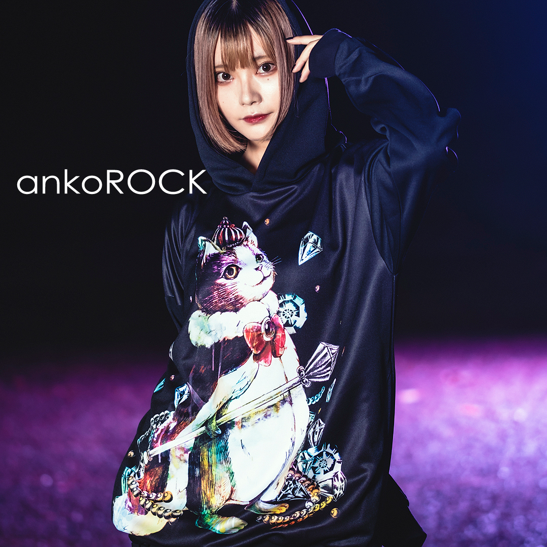 注目ブランド Ankorock アンコロック パーカー メンズ プルオーバー レディース ユニセックス 服 ブランド 長袖 ロング丈 プルパーカー プリント ねこ 猫 ネコ 大きいサイズ ビッグシルエット オーバーサイズ 黒 ブラック ホラー お化け おばけ 海外輸入 Www