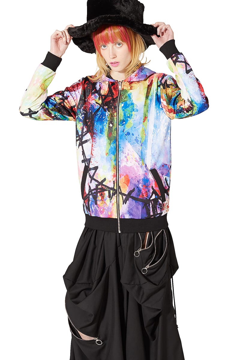 メンズ アンコロック 長袖 ブランド 総柄 ユニセックス レディース 原宿系 スリム パーカー レディース ジップパーカー Ankorock プリント 衣装 派手 個性的 ジップアップパーカー 細身 長袖 カラフル Ankorock 服 ジップパーカー ファッション