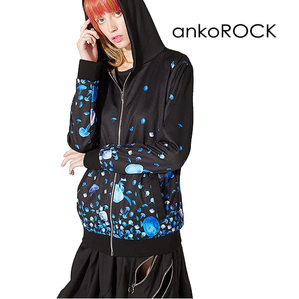 最新コレックション爆発的人気 Ankorock ロックファッション モード系 総柄 アンコロック 宇宙柄ブランド プリント パーカー 派手系 スリム メンズ レディース Ankorock ワンピース 派手 バラバラ ユニセックス 宇宙柄 柄 ブラック プルオーバー 原宿系 服