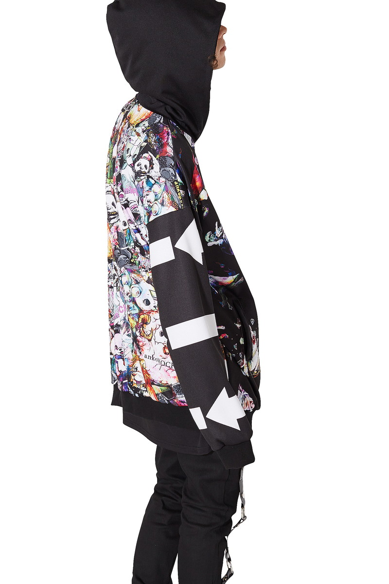 公式の レディース Ankorock メンズ 服 ユニセックス ギャラクシー柄 ワンピース 長袖 服 ブランド Ankorock アンコロック ロング丈 パーカー 大きいサイズ ビッグシルエット オーバーサイズ アシンメトリー ジップ 総柄 バラバラ アニマル カラフル ミックス